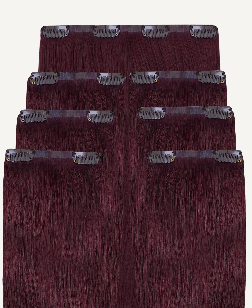 invisible clip-in hair extensions cherry red. - Image 3