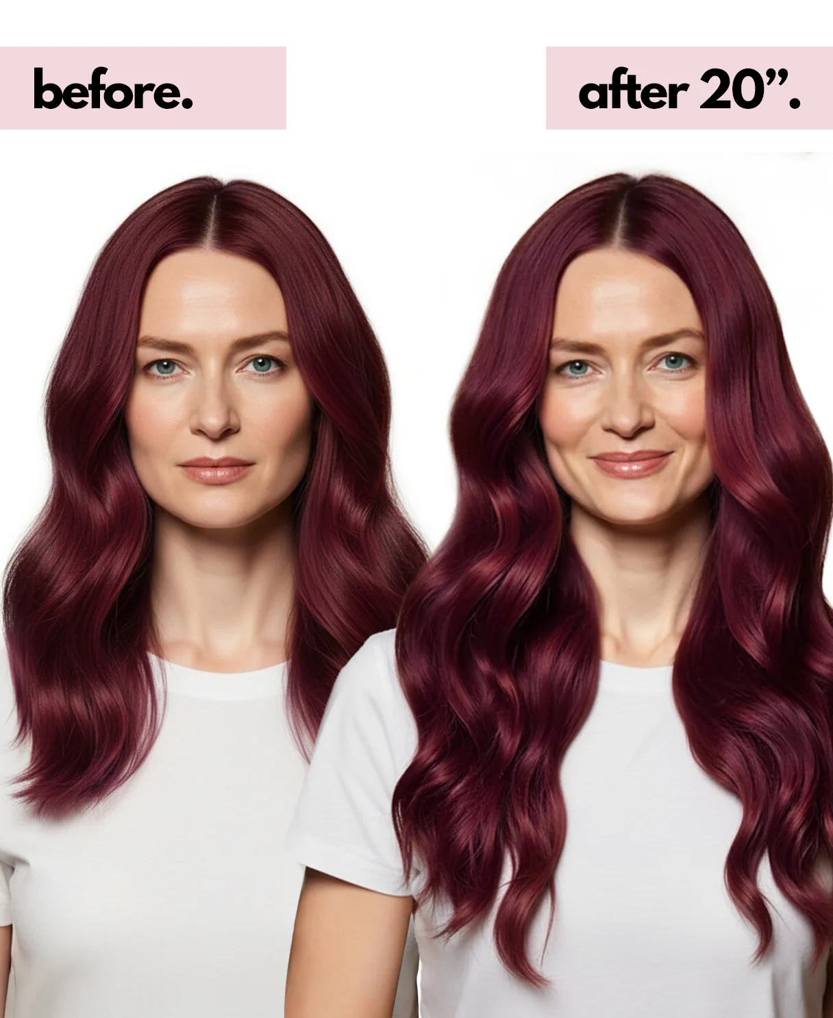 invisible clip-in hair extensions cherry red. - Image 4