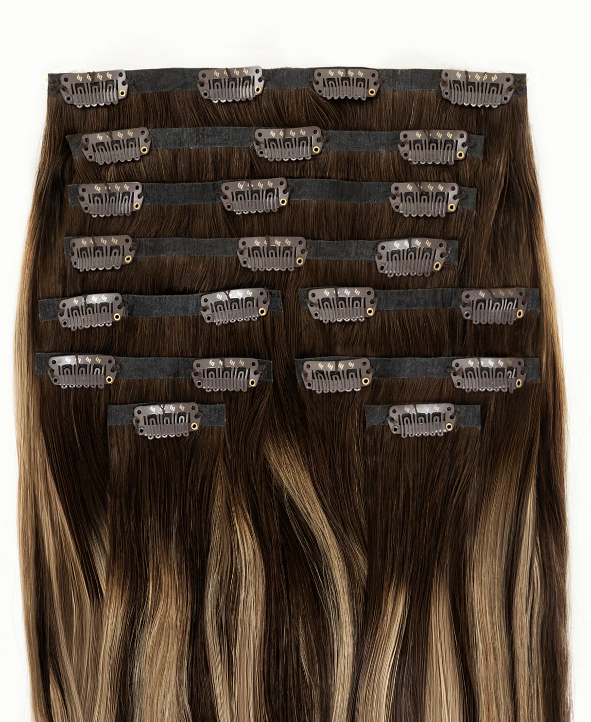 invisible clip-in hair extensions ash brown balayage. - Image 3