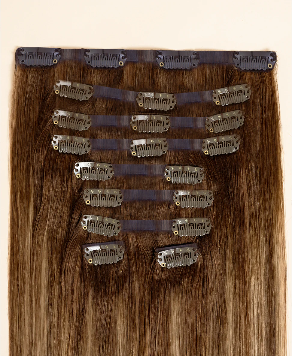invisible clip-in hair extensions brown balayage. - Image 3