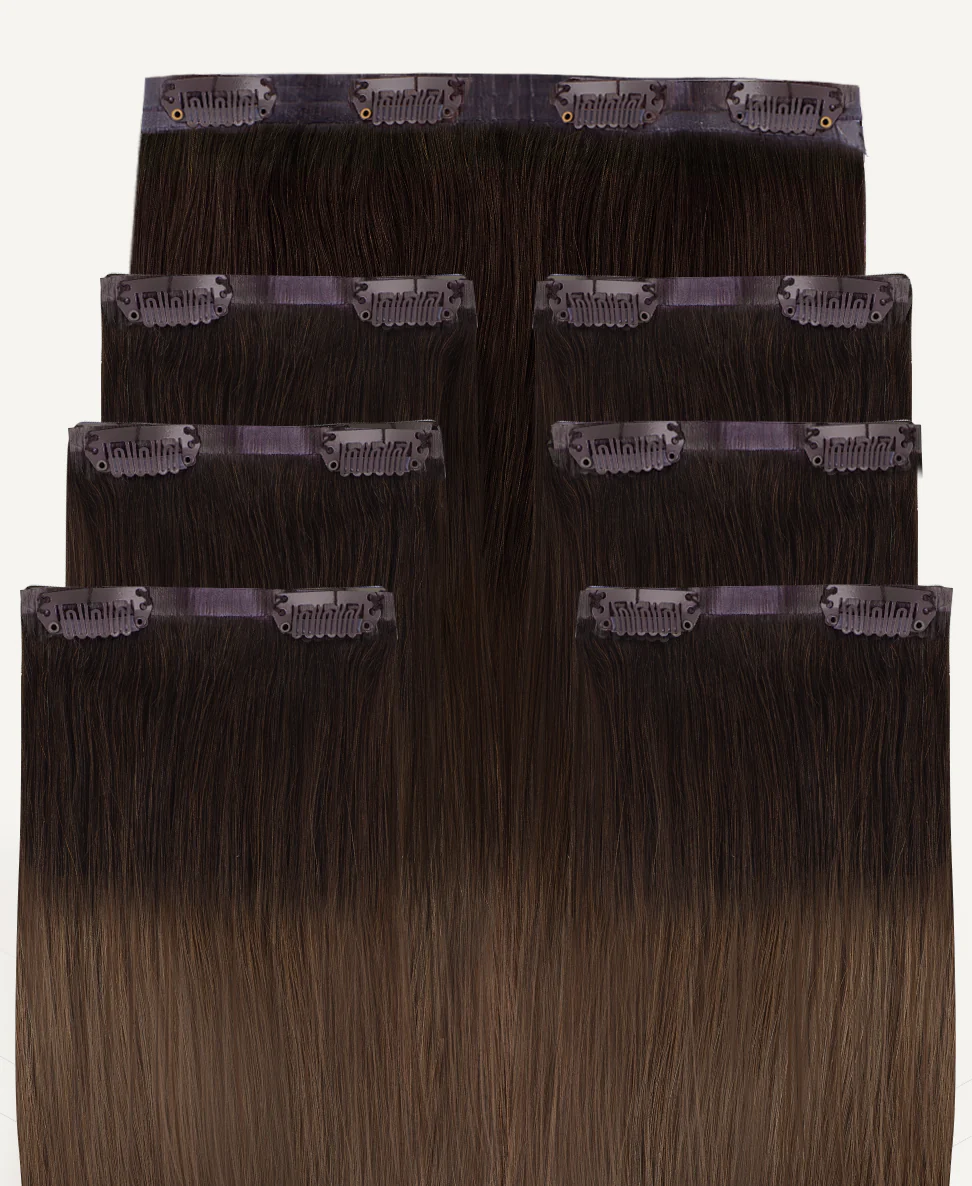 invisible clip-in hair extensions brown melt. - Image 3