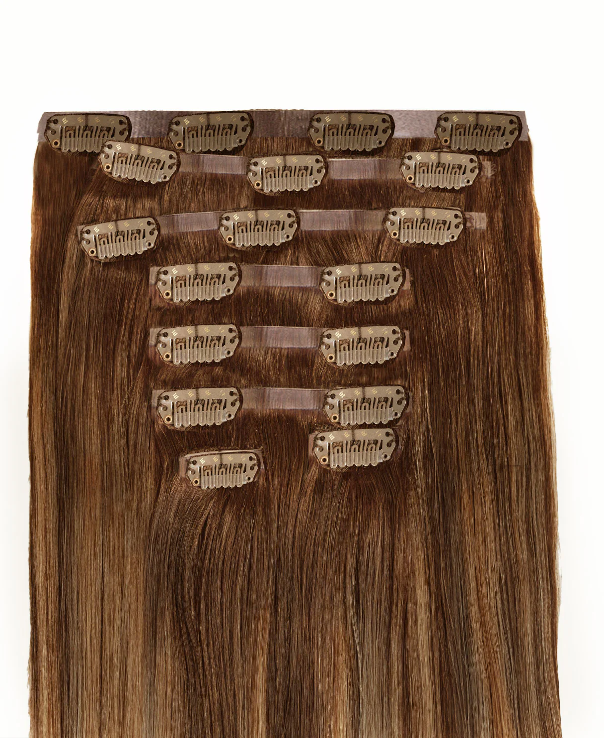 invisible clip-in hair extensions caramel balayage. - Image 3