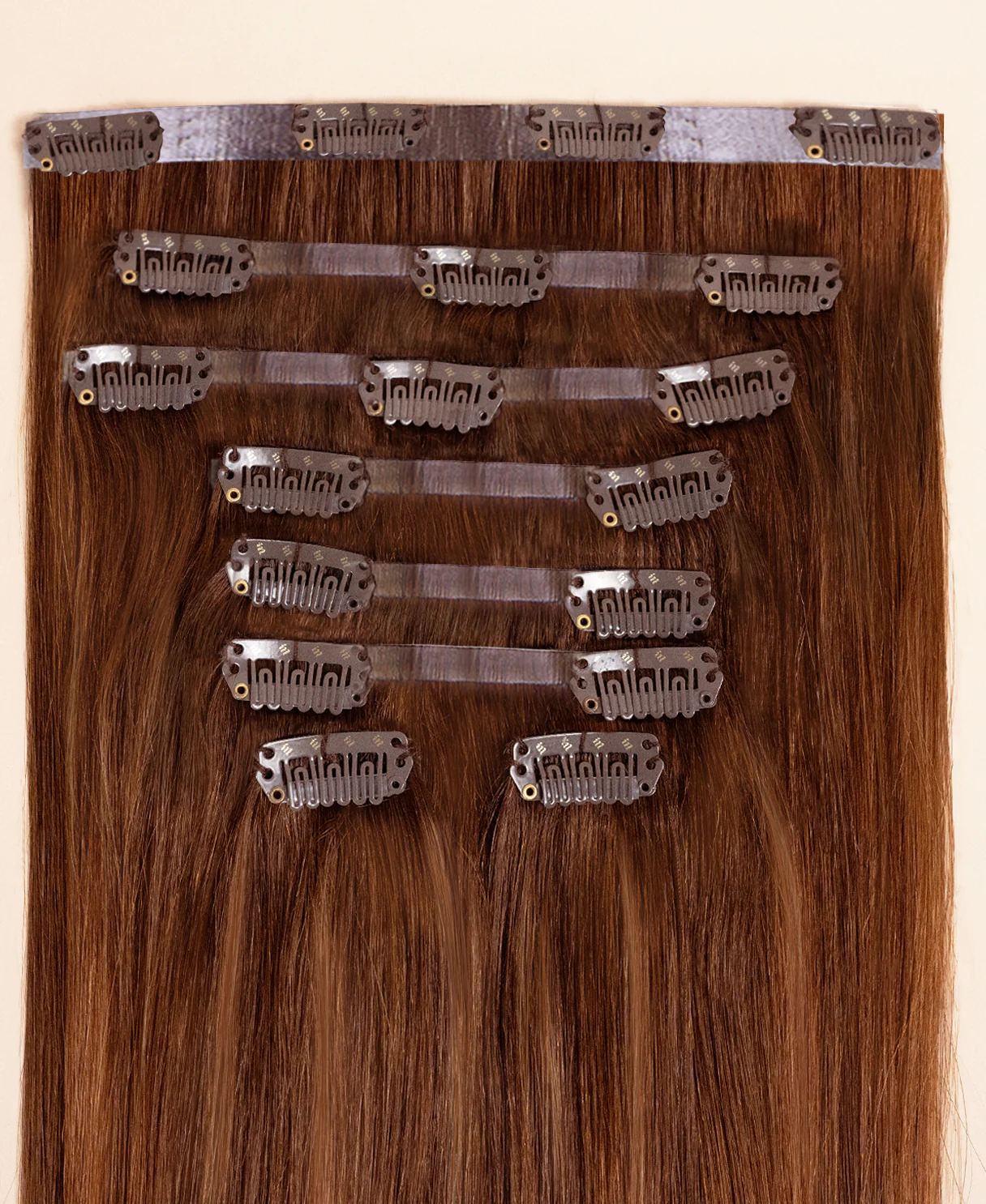 invisible clip-in hair extensions chestnut balayage. - Image 3