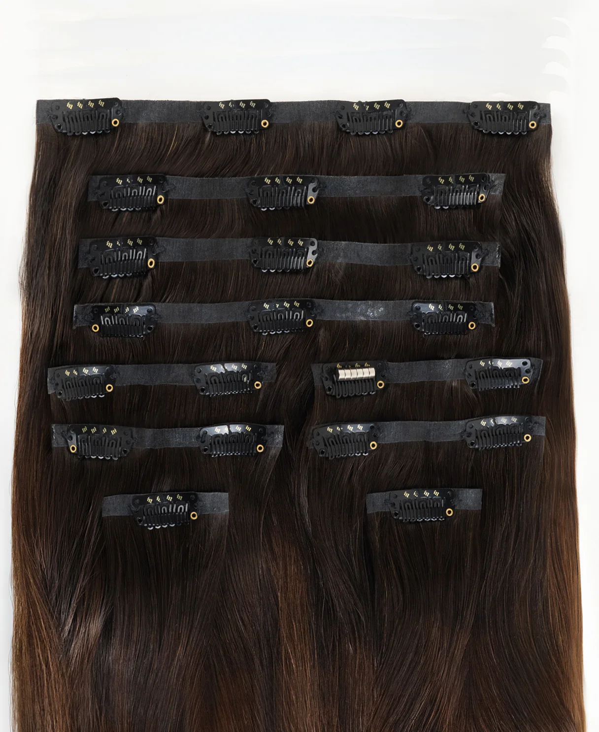 invisible clip-in hair extensions dimensional brown. - Image 3