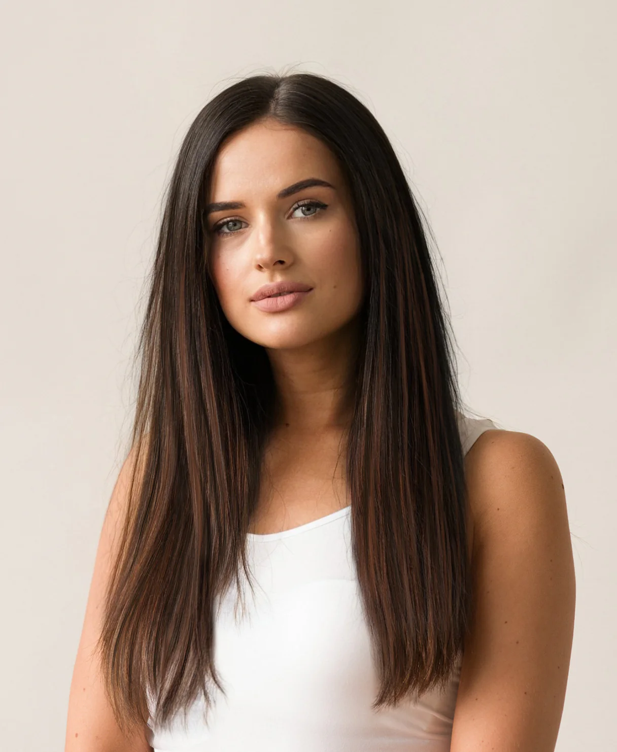 invisible clip-in hair extensions mocha balayage. - Image 9