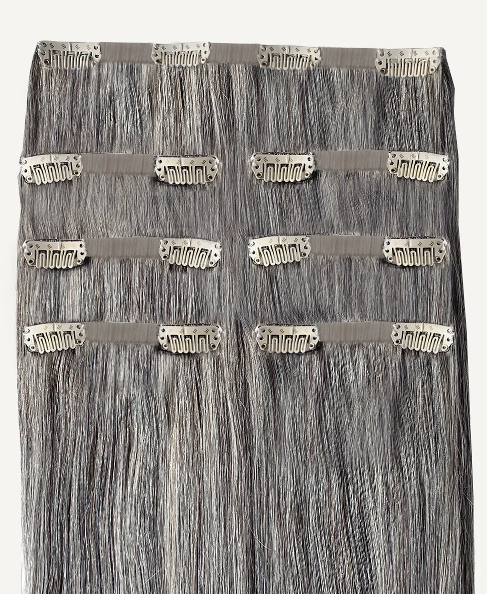 invisible clip-in hair extensions salt & pepper. - Image 3