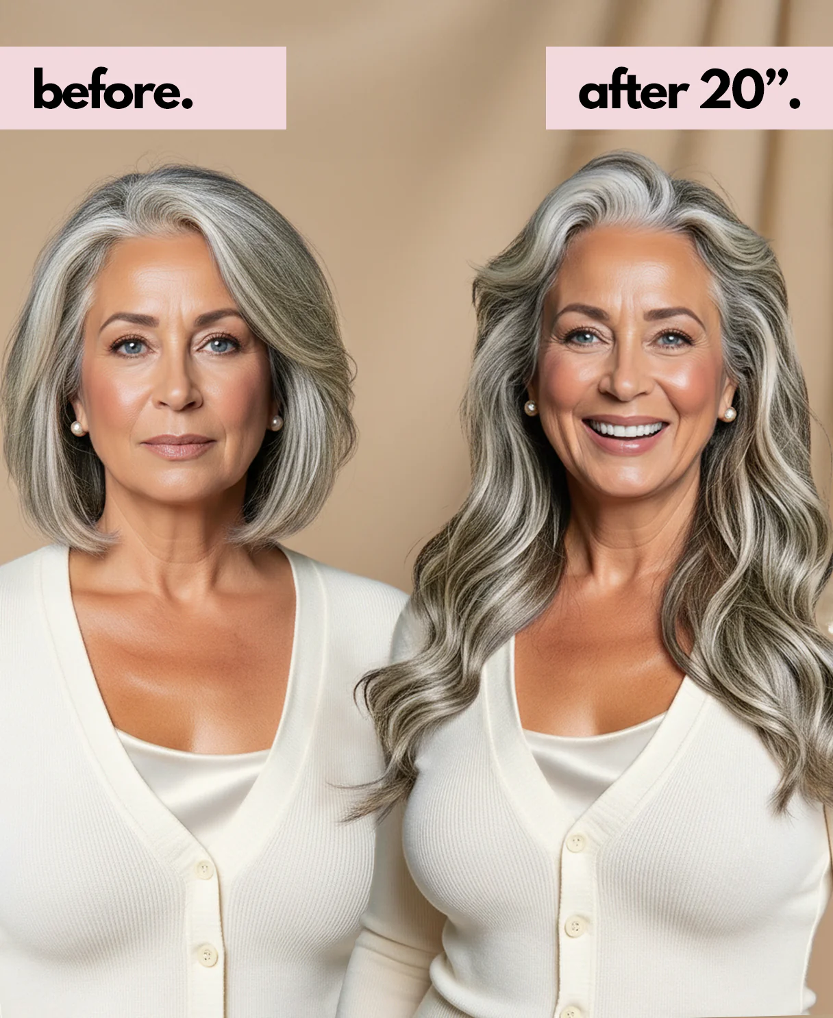 invisible clip-in hair extensions salt & pepper. - Image 4