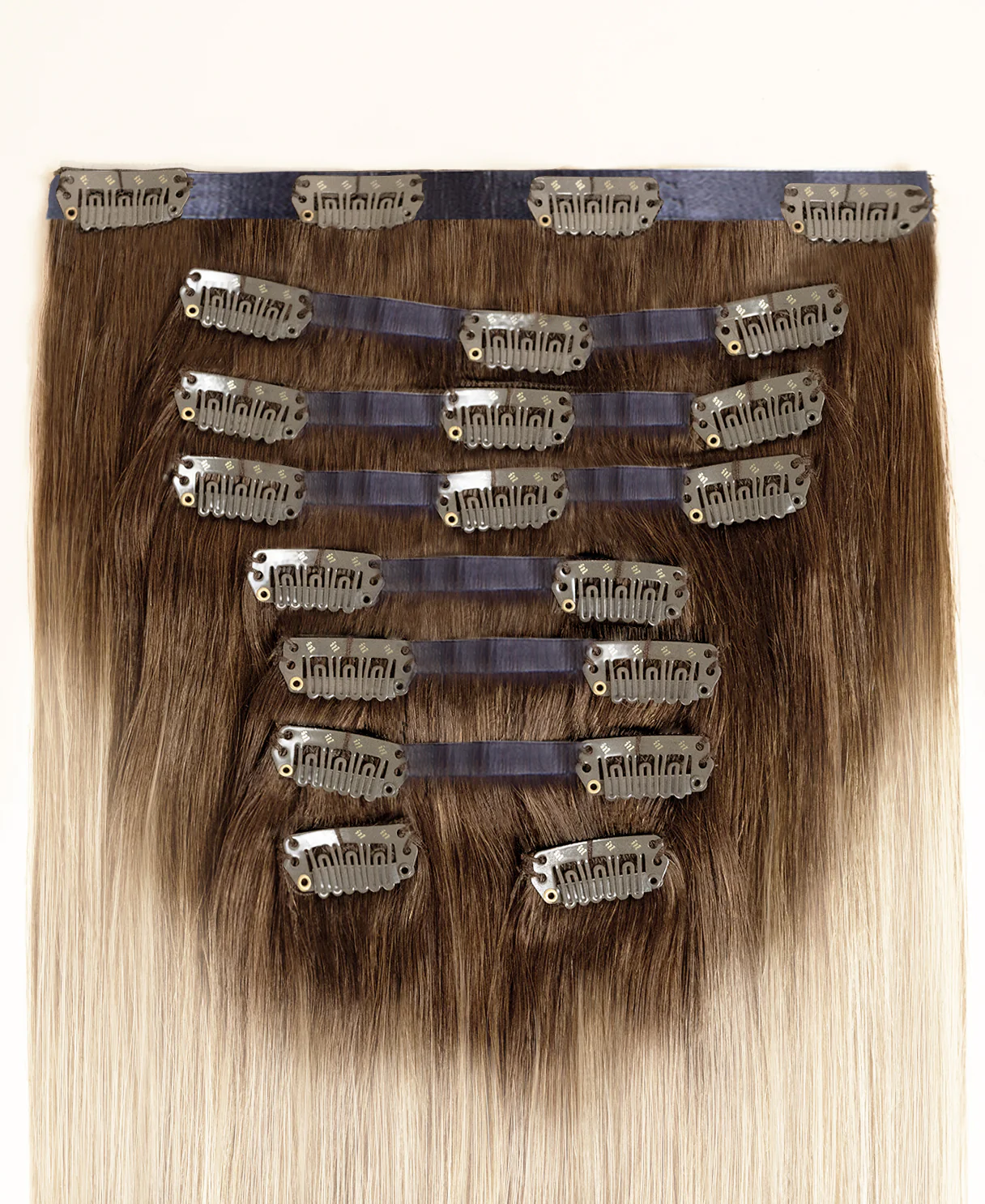 invisible clip-in hair extensions shadow root white blonde. - Image 3