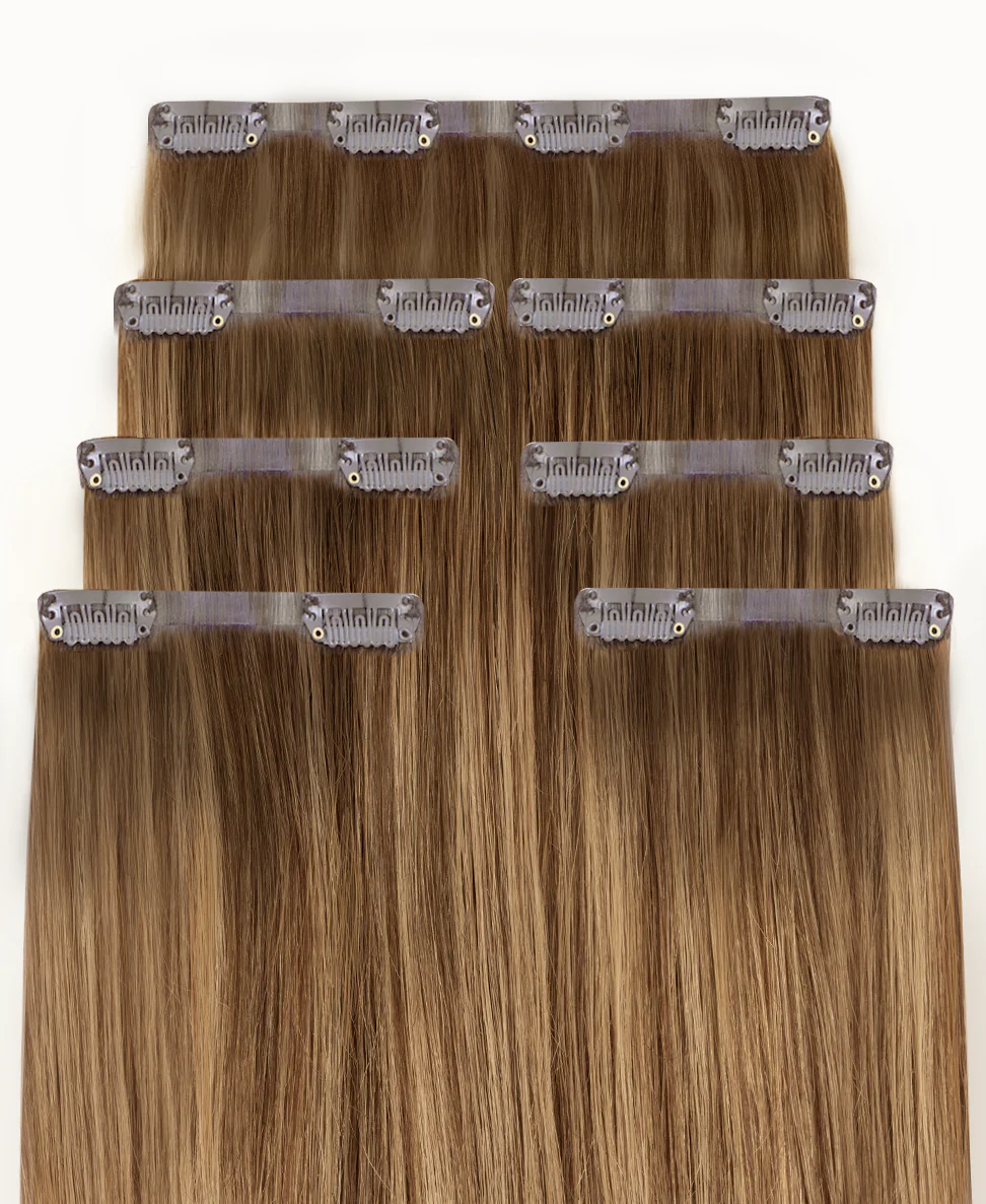 invisible clip-in hair extensions teddy blonde balayage. - Image 3