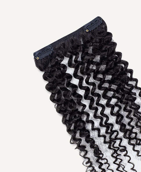 kinky (4A curls) clip-in extensions #1 jet black. - Image 5