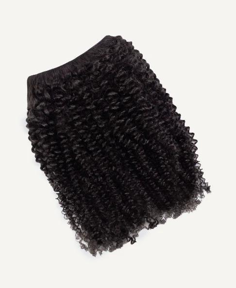 kinky (4A curls) clip-in extensions #1b natural black. - Image 3