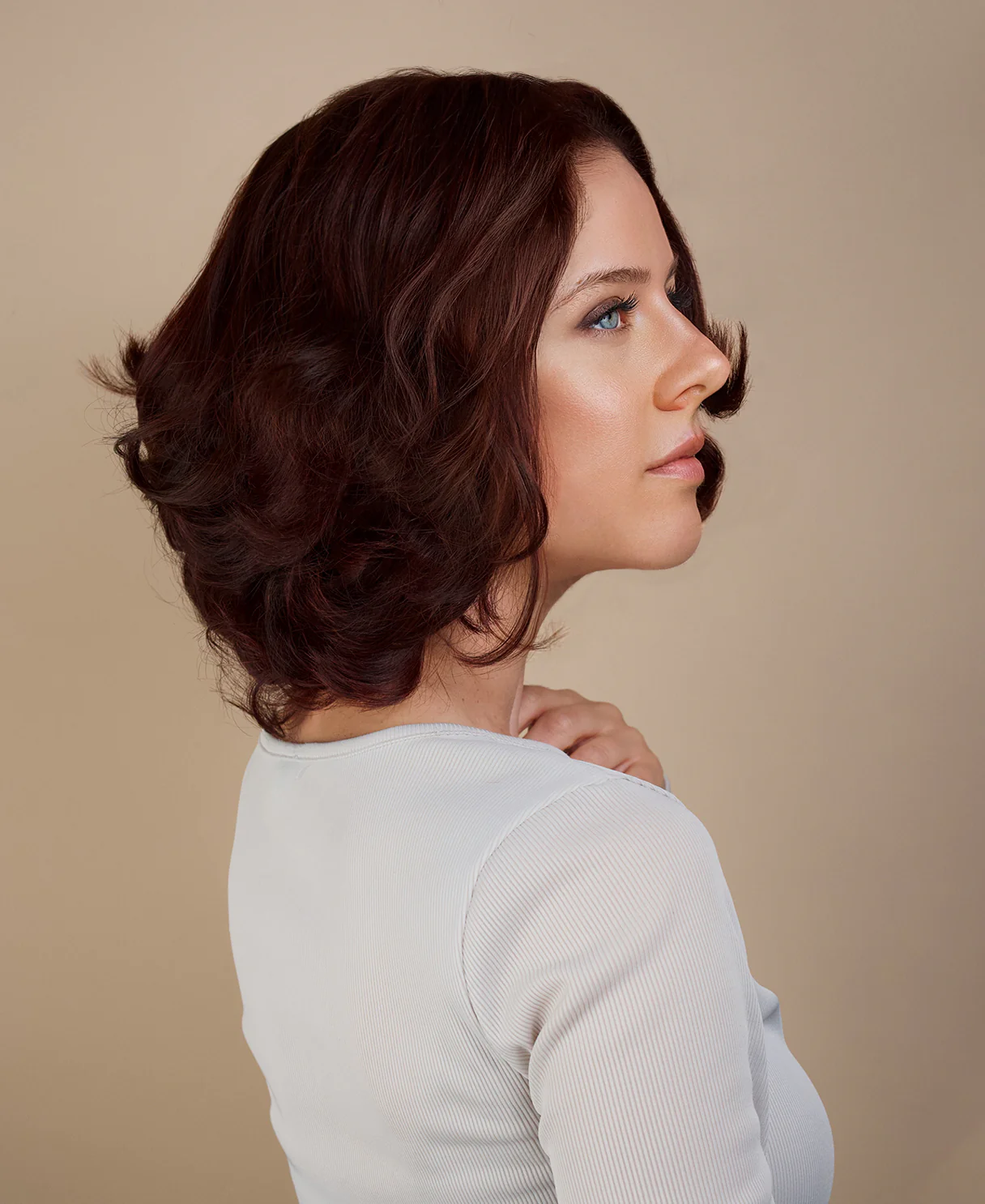 lace front human wig blowout bob - 10" auburn. - Image 5