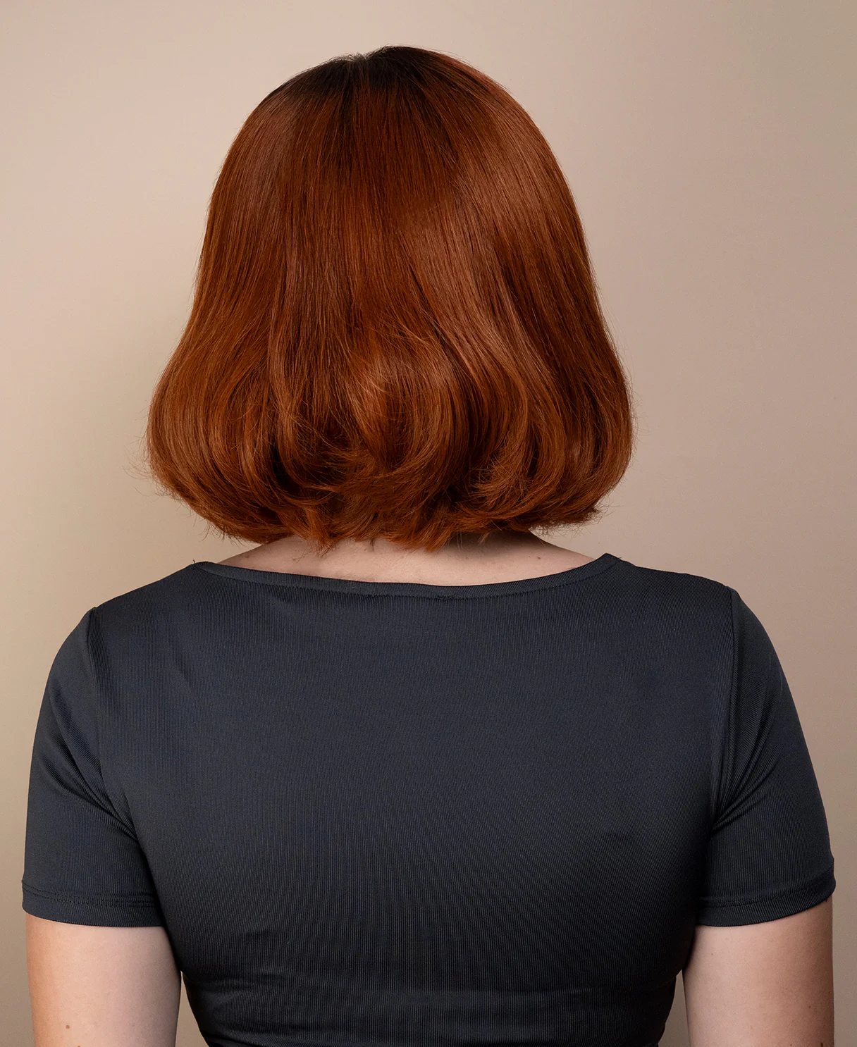 lace front bob human wig - 10" rooted copper. - Image 2