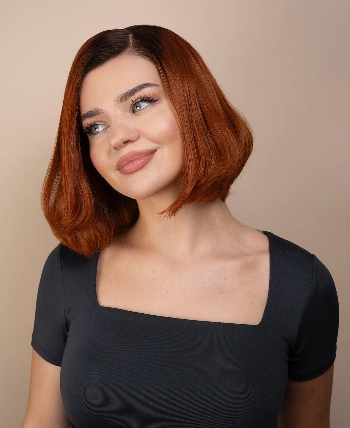 lace front bob human wig - 10" rooted copper. - Image 5