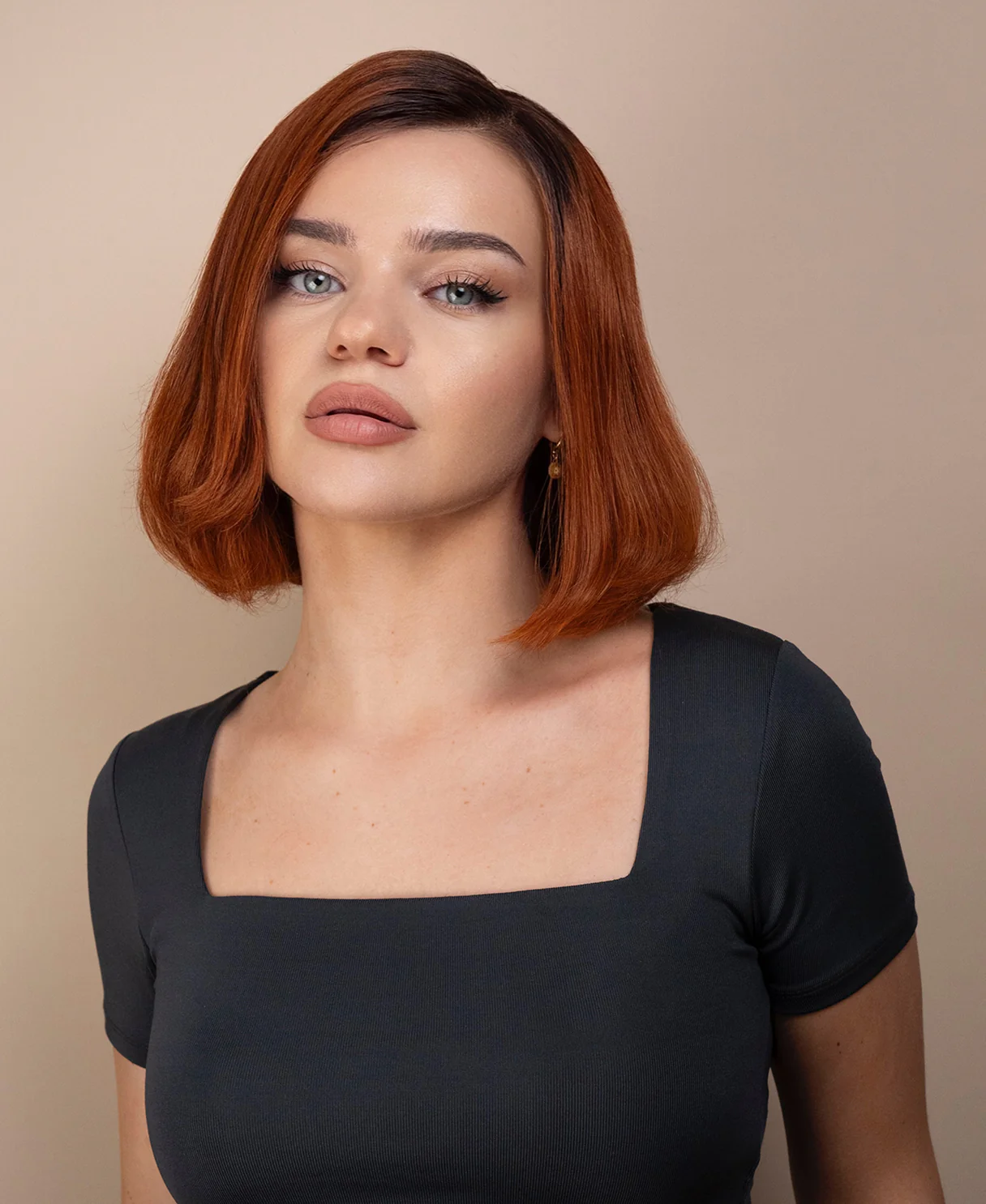 lace front bob human wig - 10" rooted copper. - Image 7