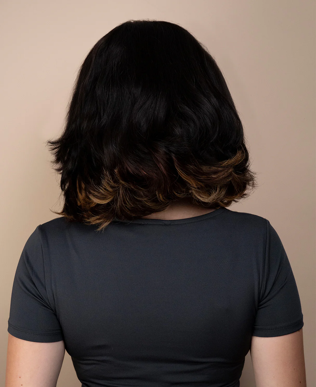 lace front bob human wig - 12" dark moneypiece. - Image 2