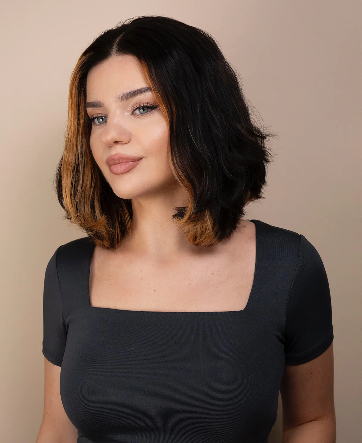 lace front bob human wig - 12" dark moneypiece. - Image 7