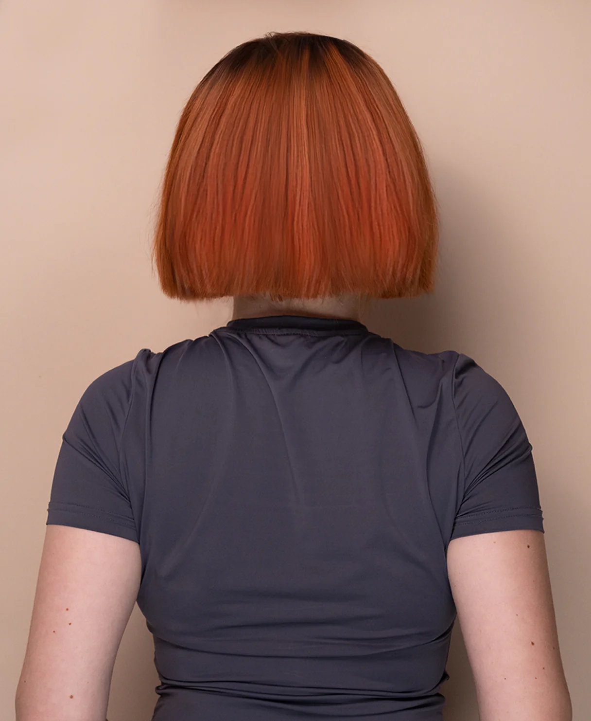 lace front bob human wig - 8" rooted ginger. - Image 2