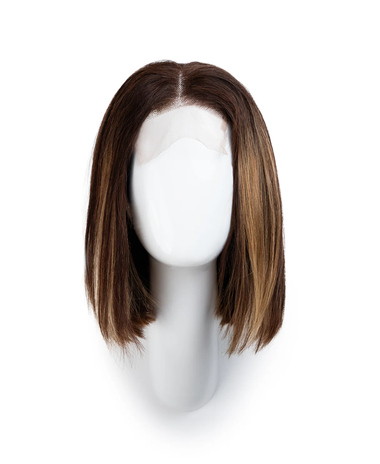 lace front bob human wig - 10" rooted beige highlights. - Image 9