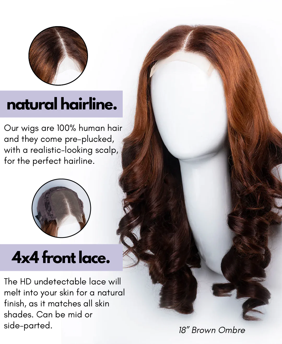 lace front human wig - 10" rooted brown bouncy curls. - Image 10