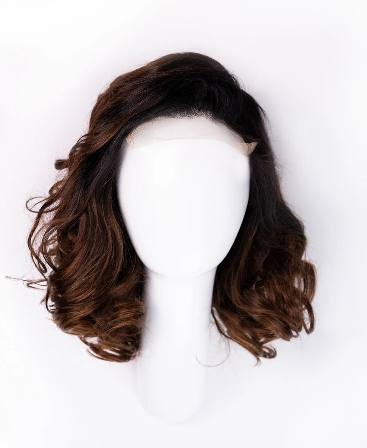 lace front human wig - 10" rooted brown bouncy curls. - Image 6
