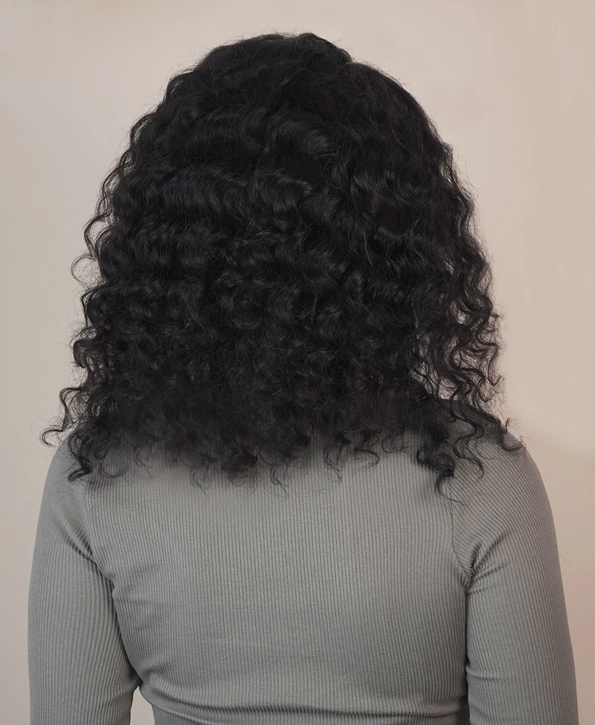 lace front human wig - 14" 3A curly natural black. - Image 4