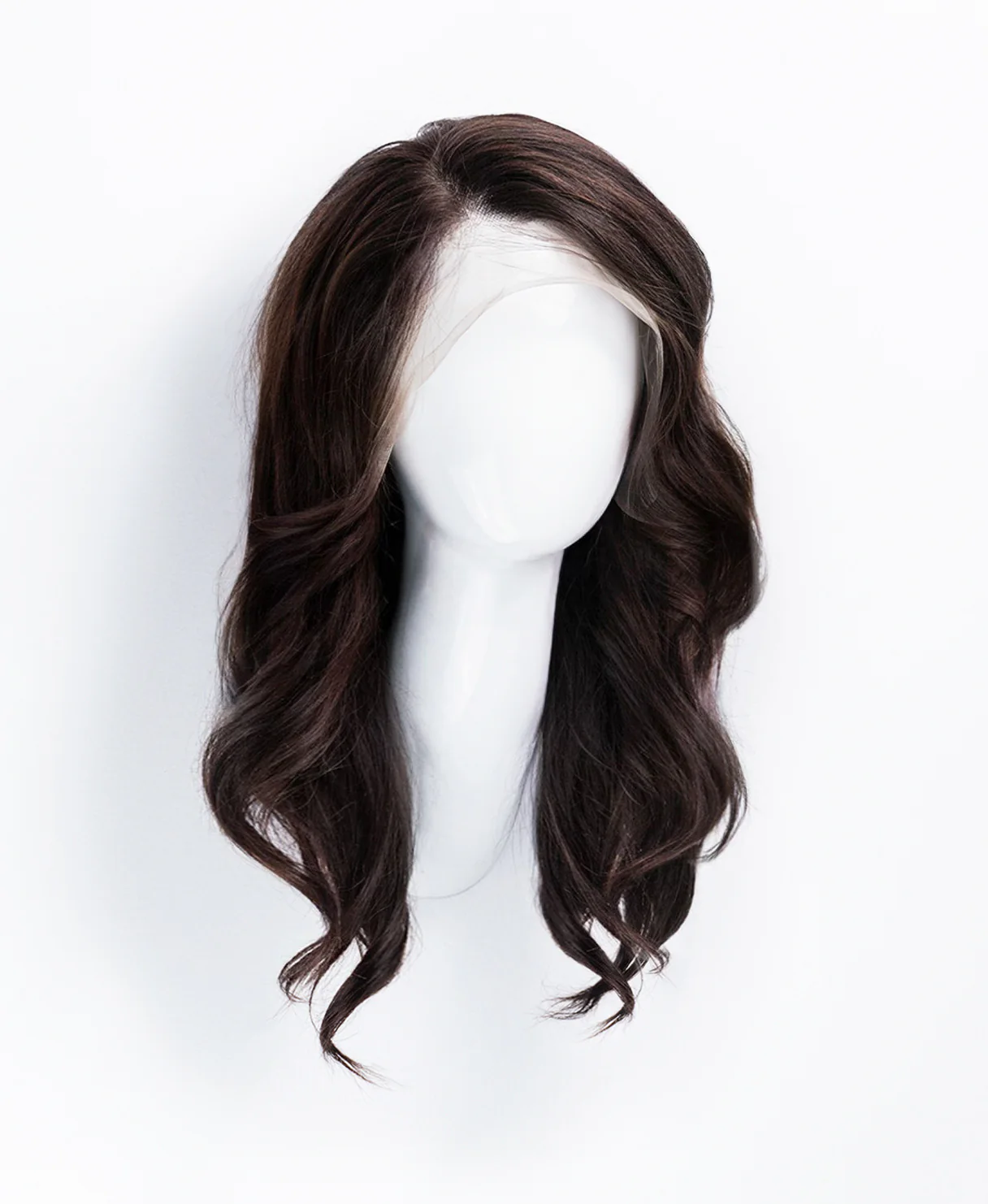 lace front human wig - 14" chocolate brown. - Image 3
