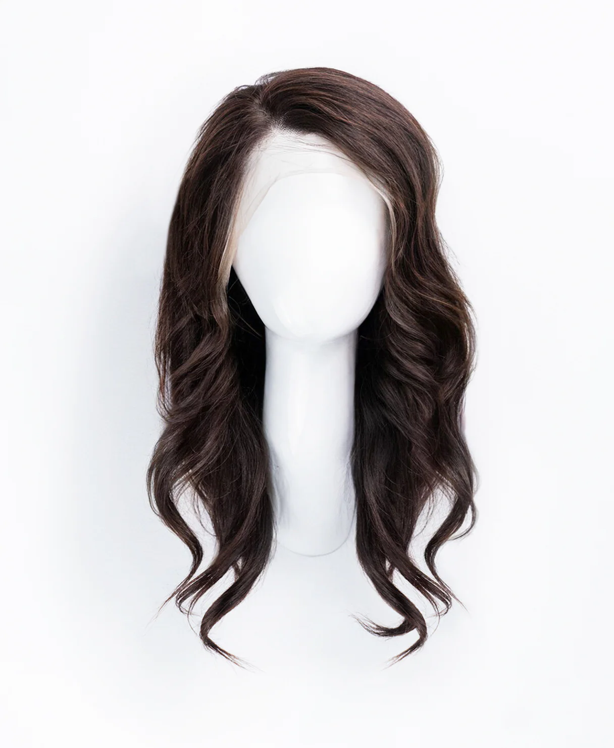 lace front human wig - 14" chocolate brown. - Image 4