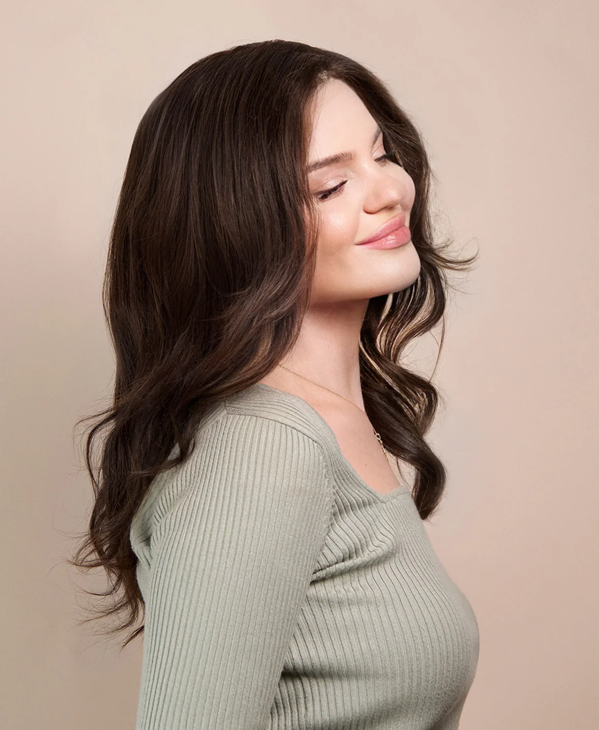 lace front human wig - 14" chocolate brown. - Image 6