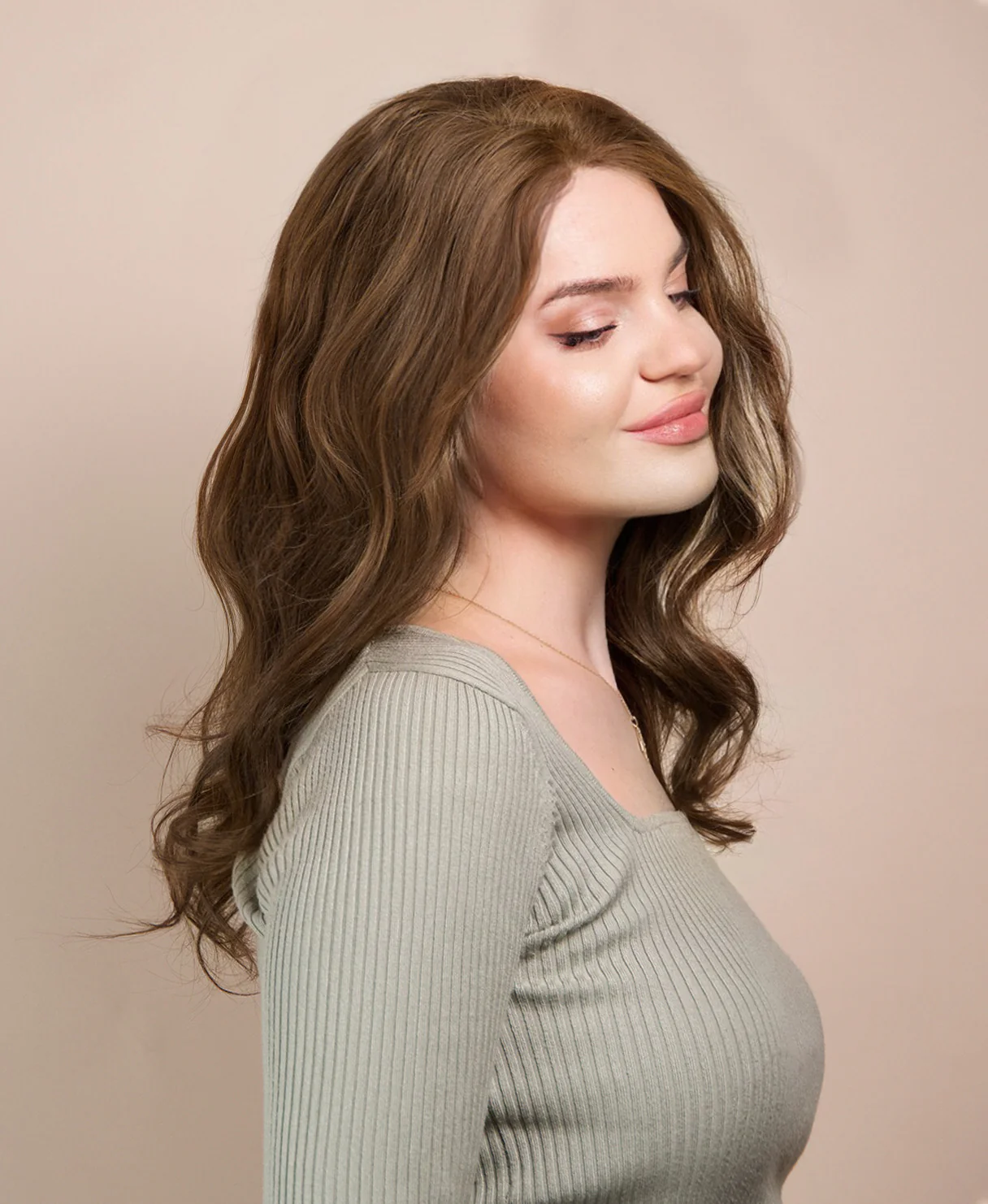 lace front human wig - 14" light brown. - Image 6