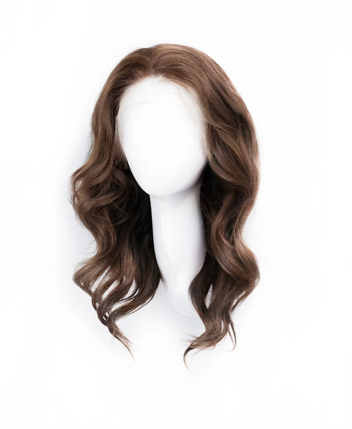 lace front human wig - 14" medium brown. - Image 3
