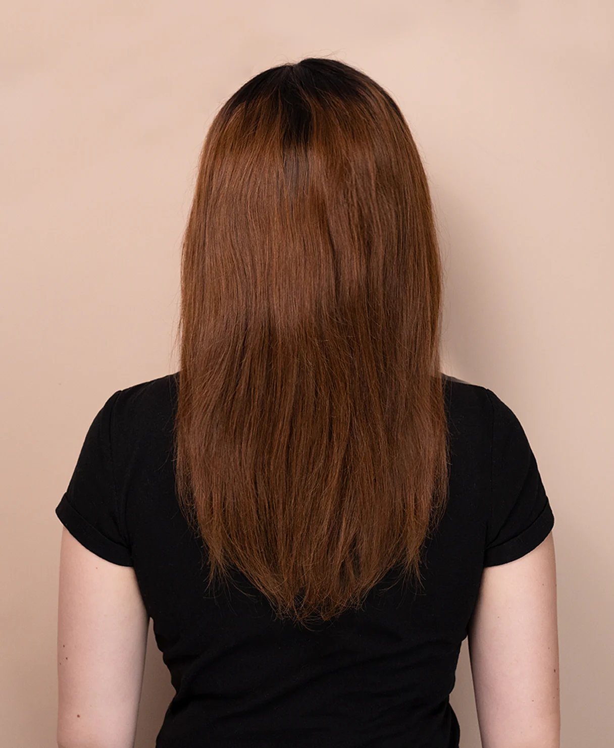 lace front human wig - 14" rooted brown. - Image 2