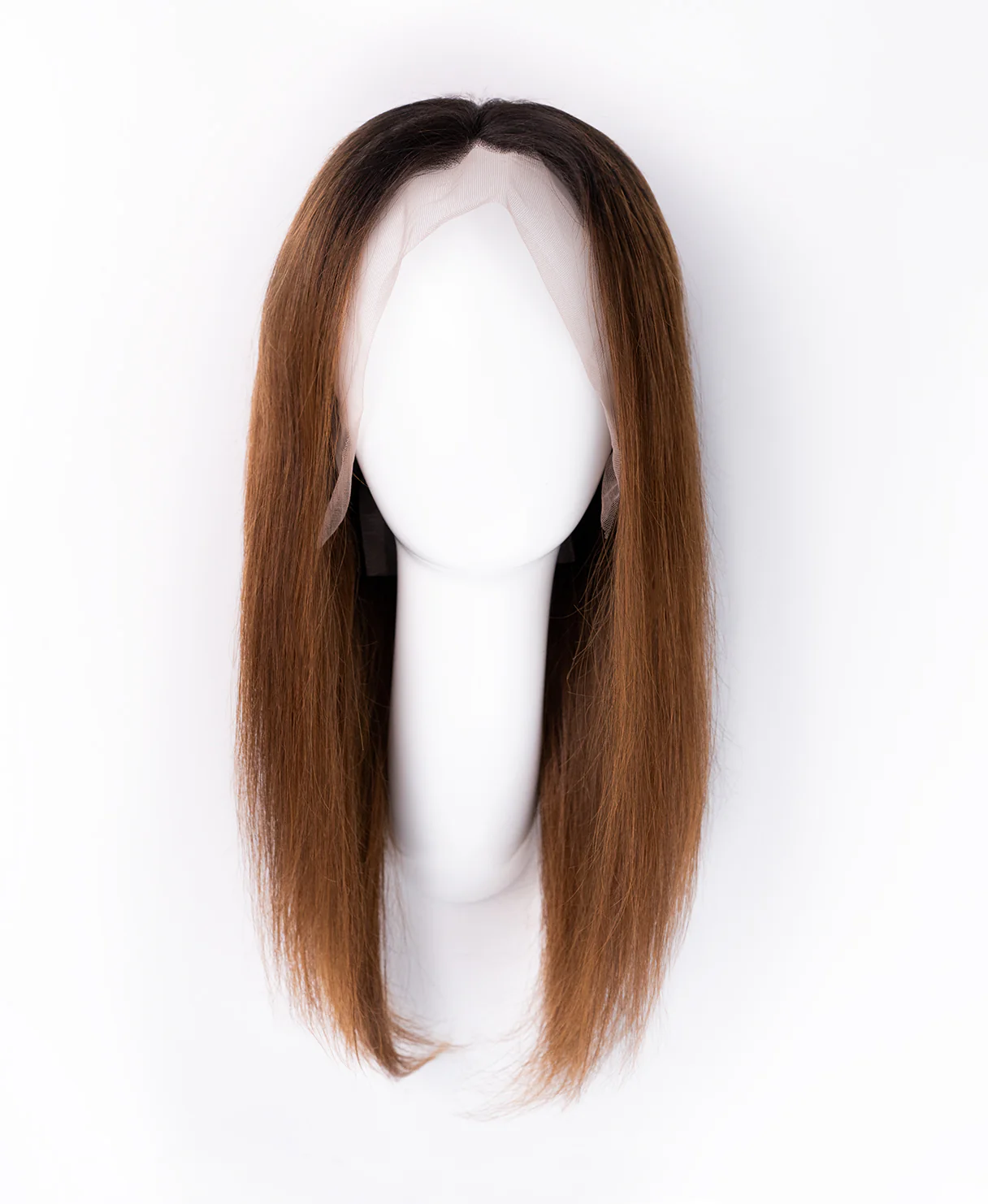 lace front human wig - 14" rooted brown. - Image 7