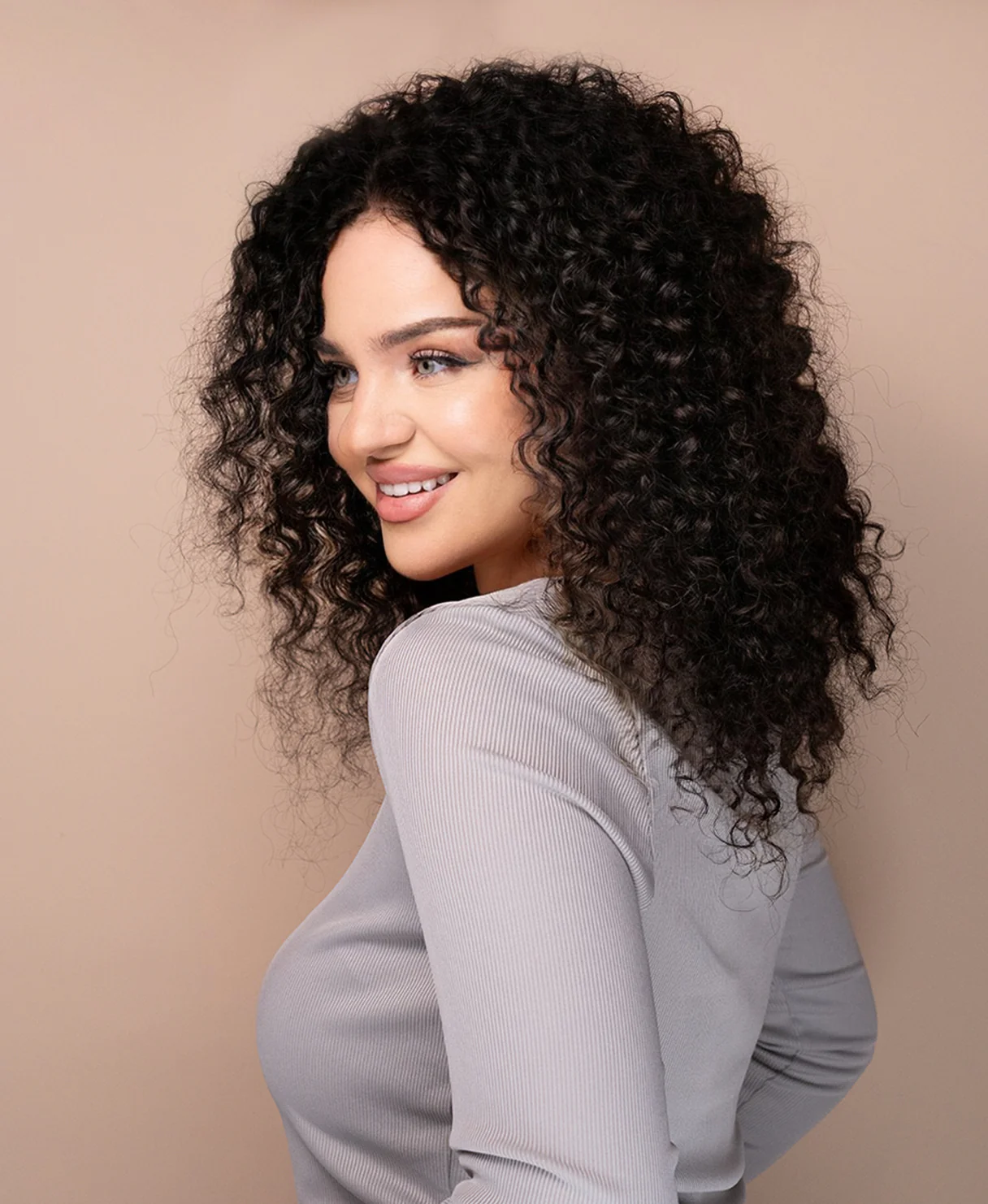 lace front human wig - 16" 3a curly natural black. - Image 3