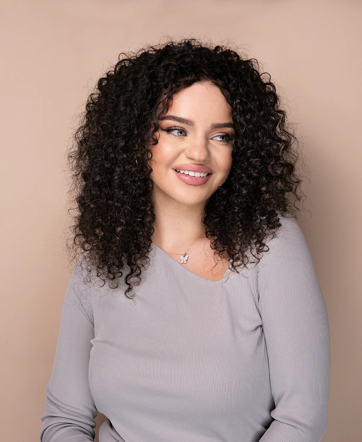 lace front human wig - 16" 3a curly natural black. - Image 4