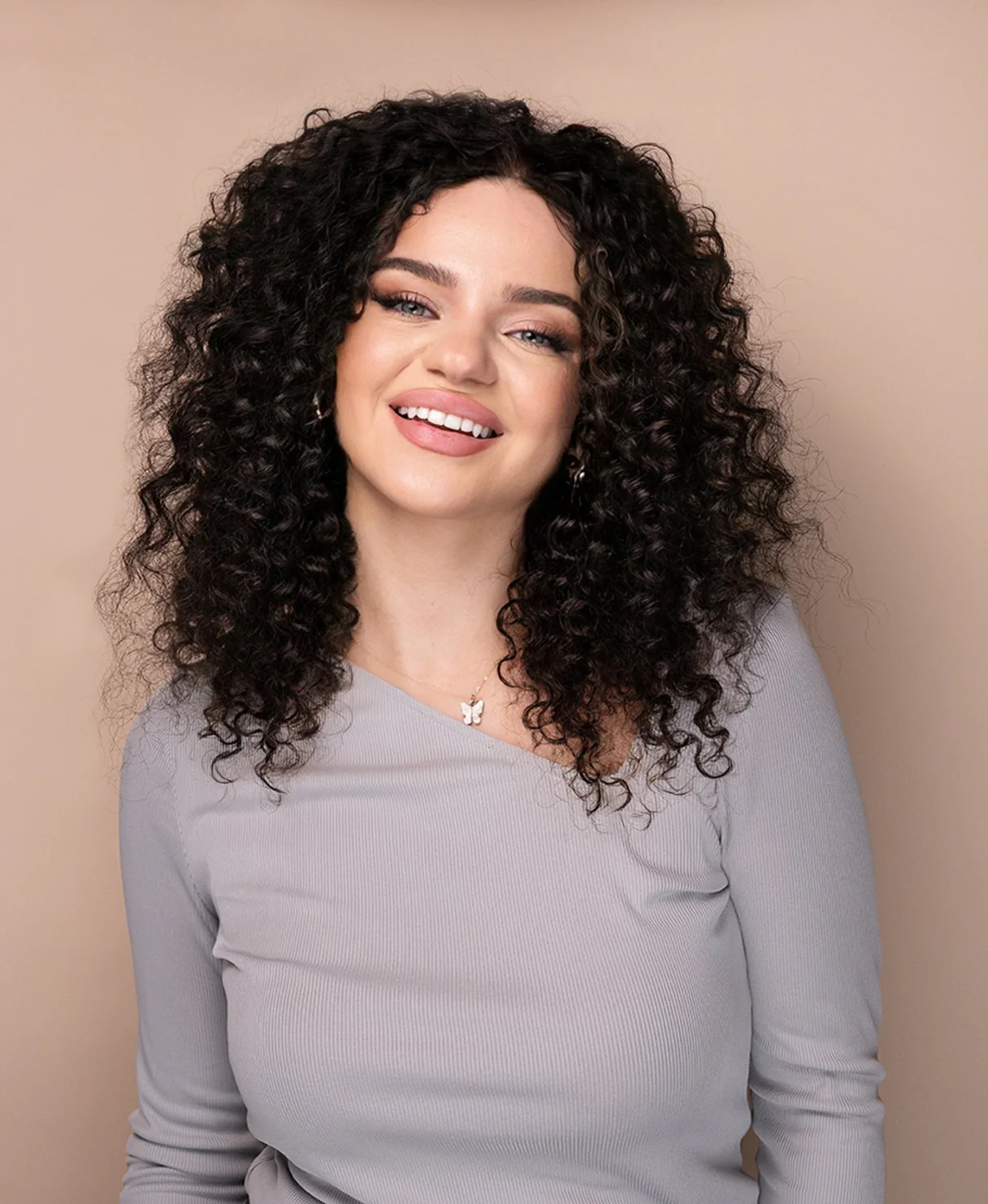 lace front human wig - 16" 3a curly natural black. - Image 5