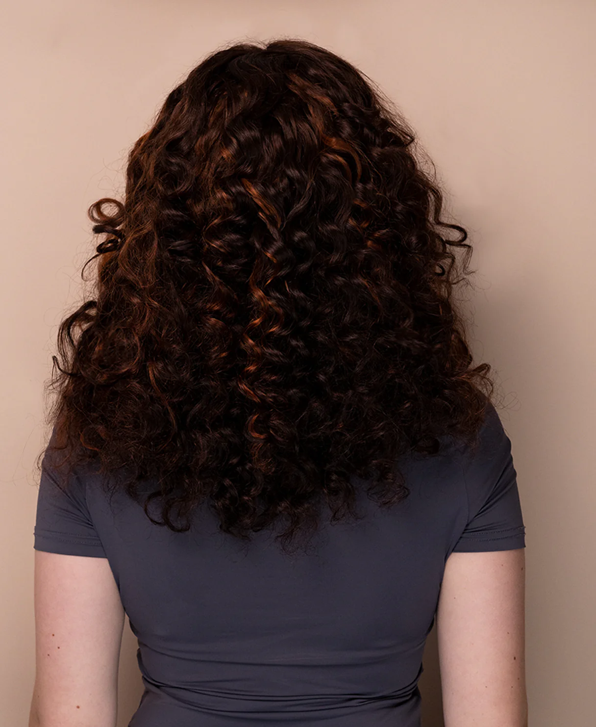 lace front human wig - 16" curly brown with highlights. - Image 2