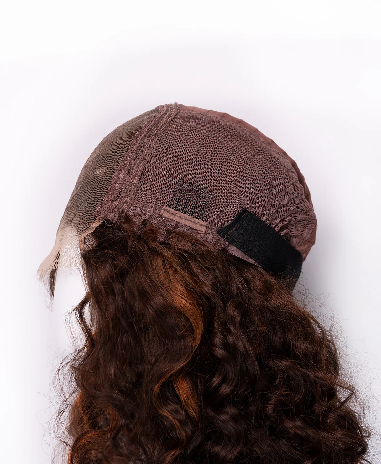 lace front human wig - 16" curly brown with highlights. - Image 6
