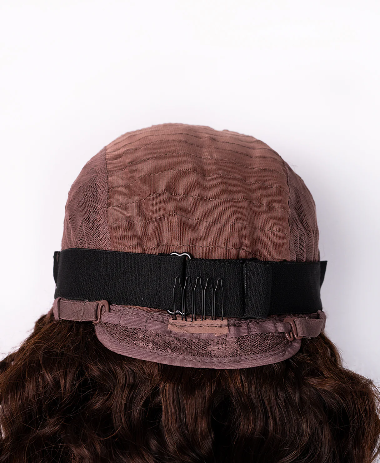 lace front human wig - 16" curly brown with highlights. - Image 7