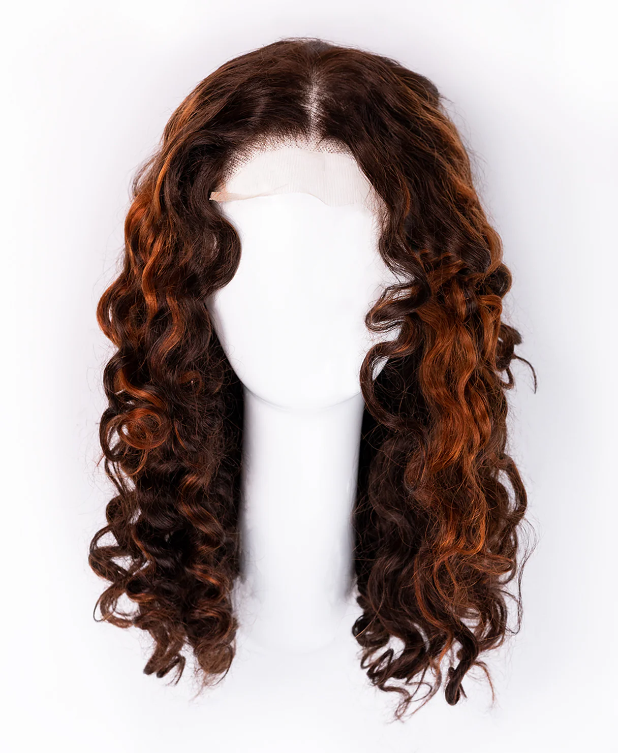 lace front human wig - 16" curly brown with highlights. - Image 8