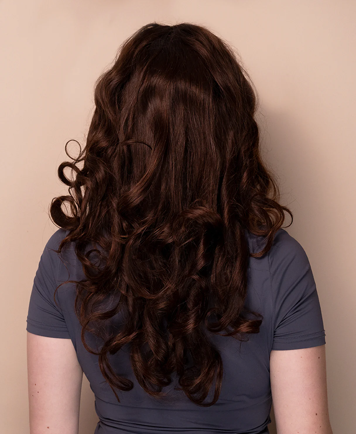 lace front human wig - 18" chocolate brown with moneypiece highlights. - Image 2