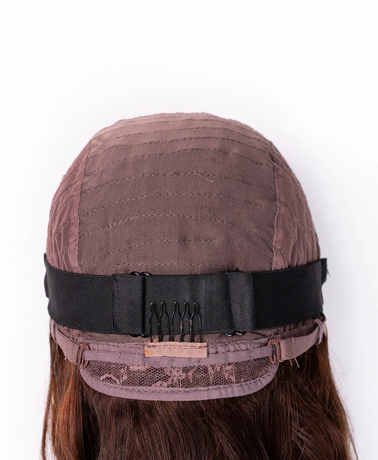 lace front human wig - 18" chocolate brown with moneypiece highlights. - Image 9
