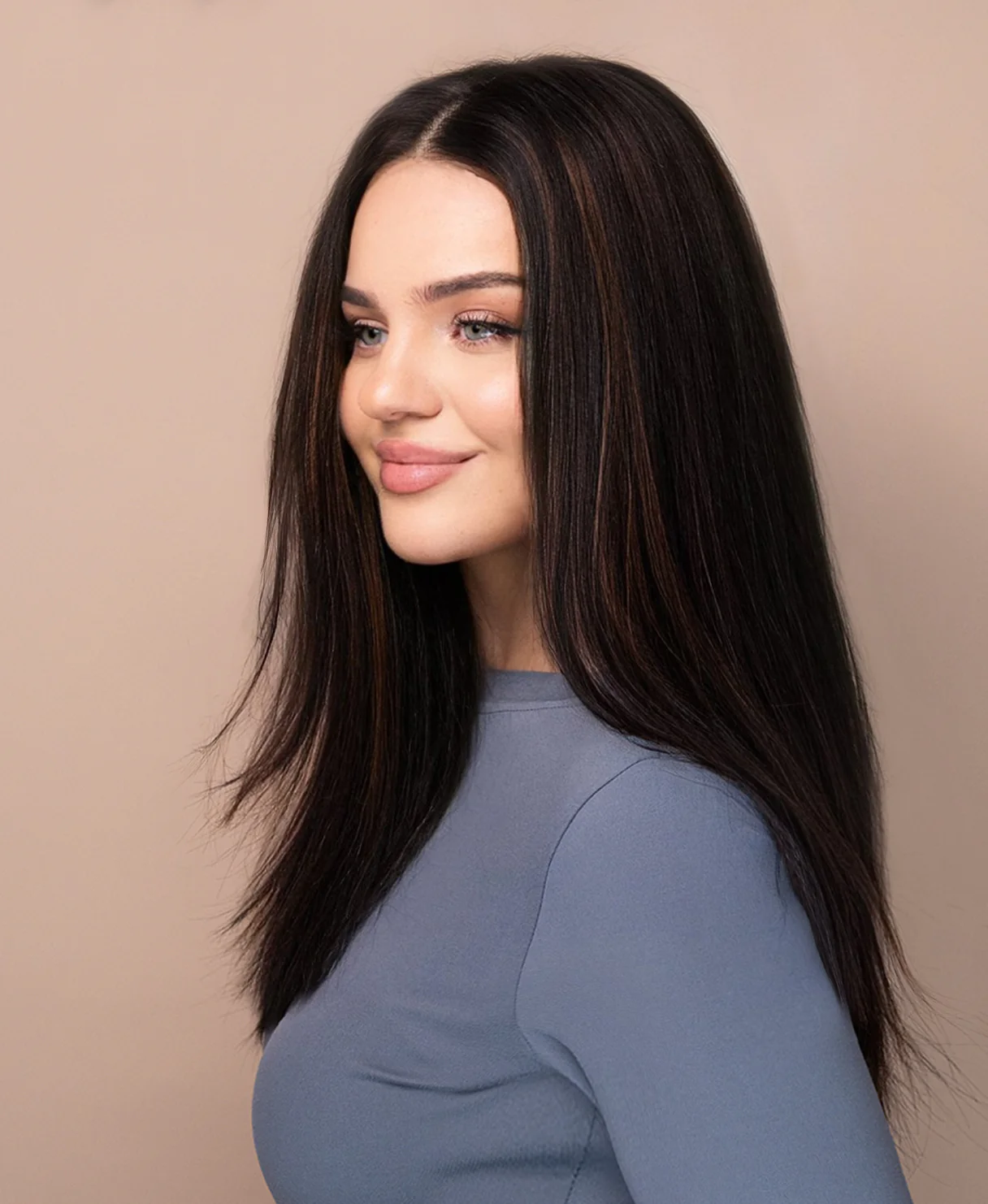 lace front human wig - 18" mocha balayage. - Image 3