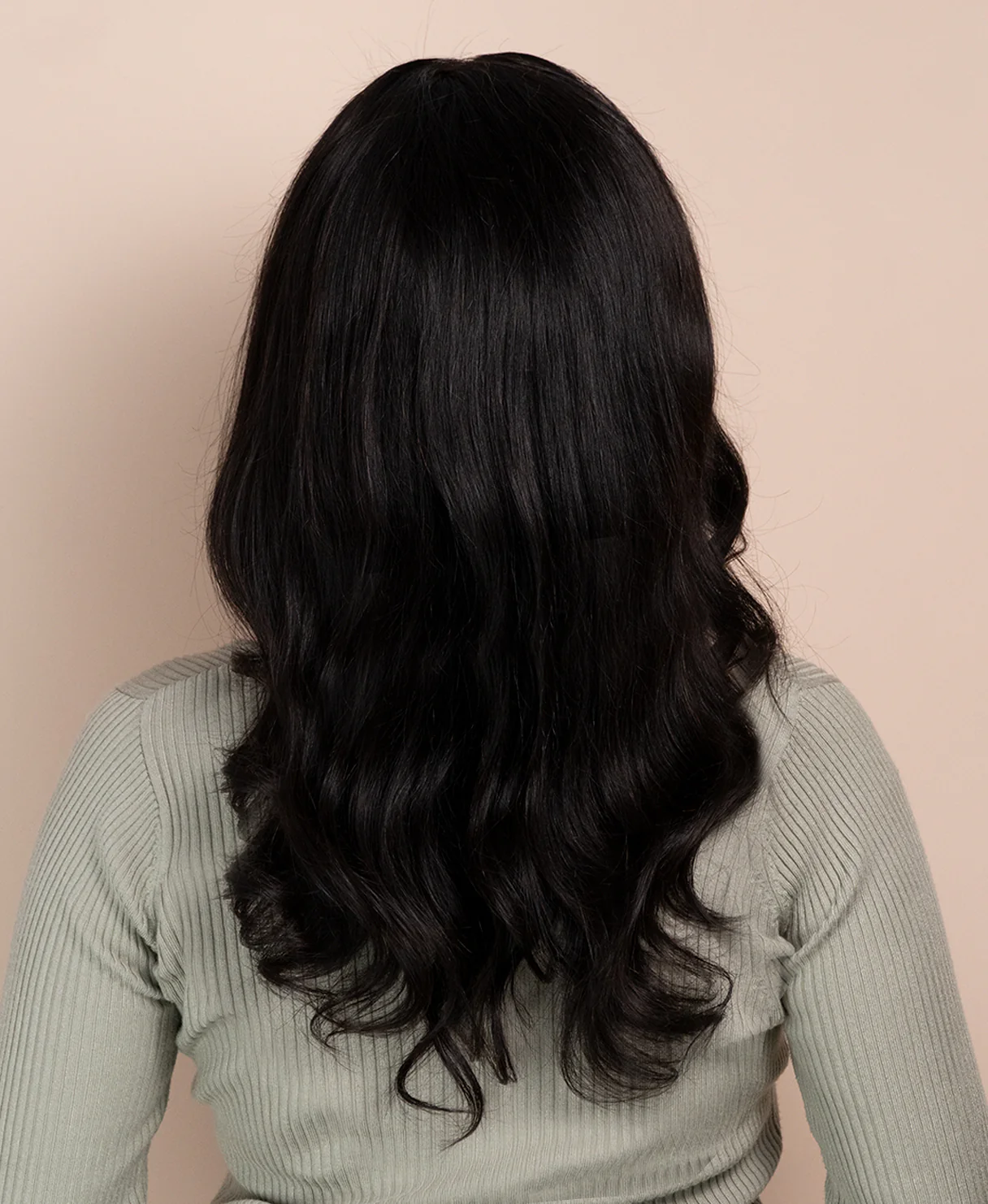 lace front human wig - 18" natural black. - Image 3