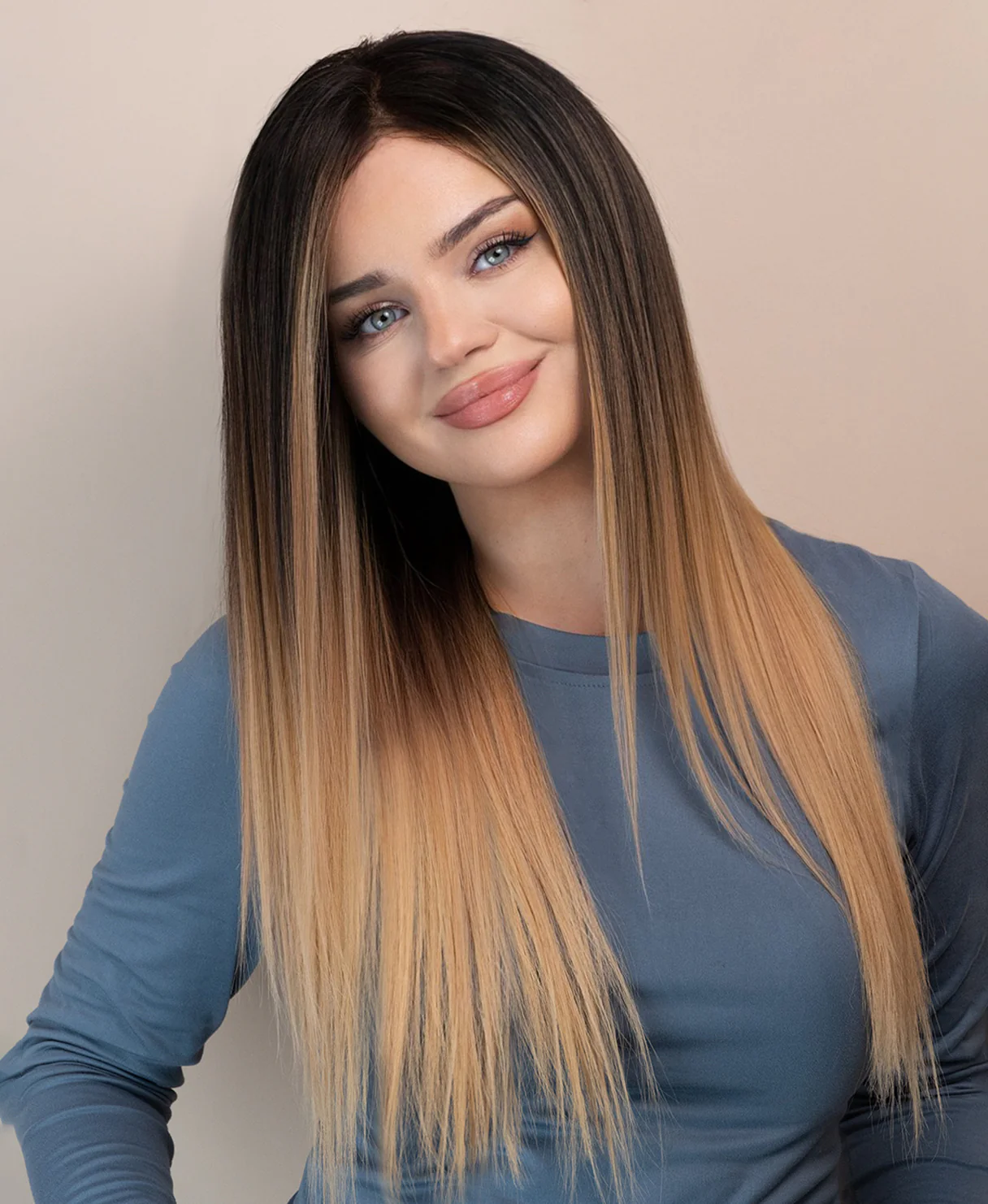 lace front human wig - 20" blonde ombre. - Image 3