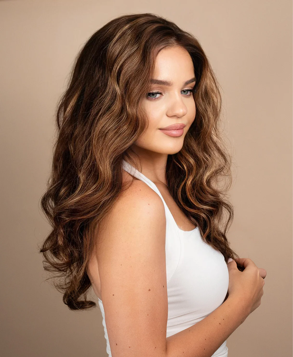 lace front human wig - 20" bronde highlights. - Image 3
