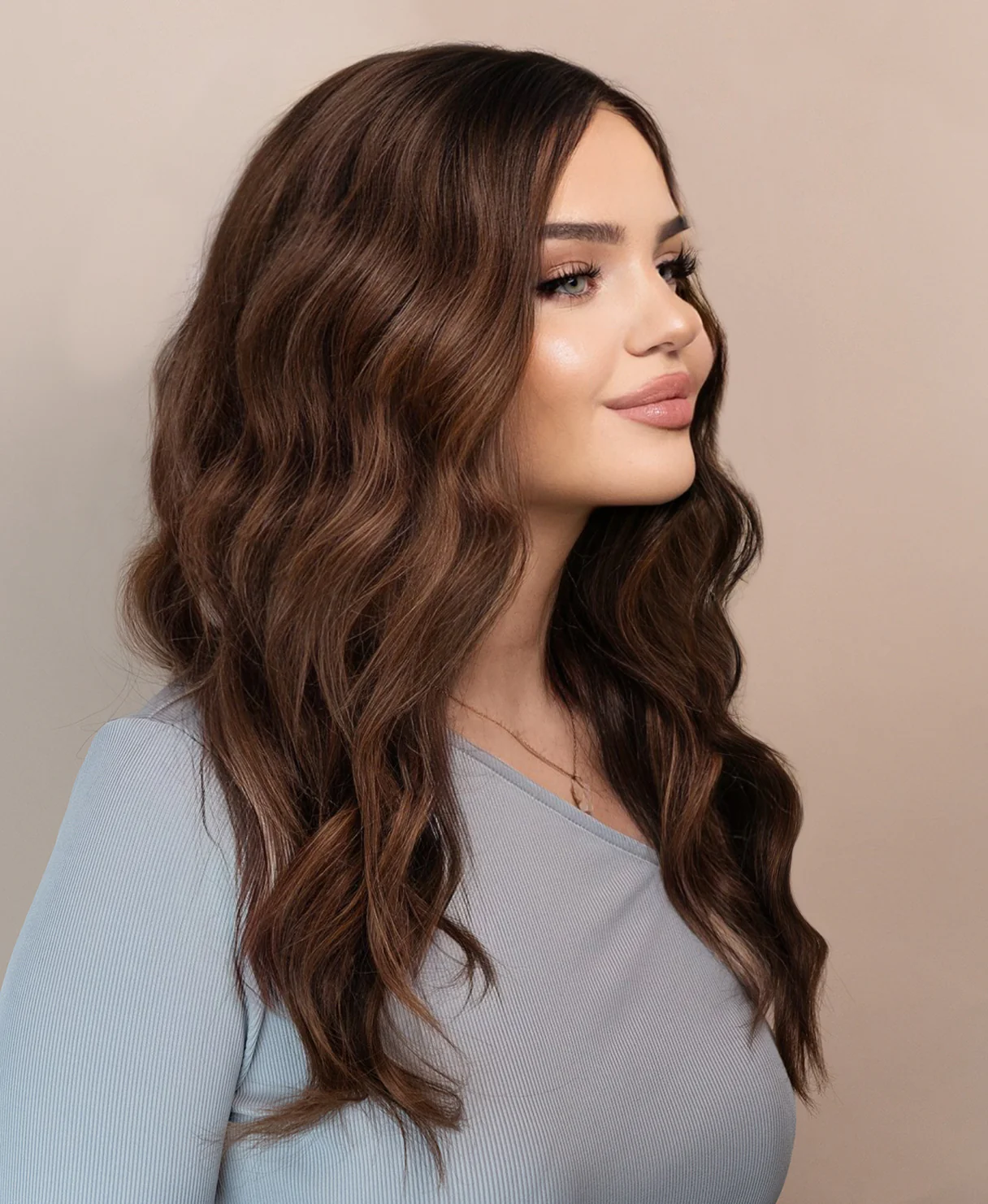 lace front human wig - 20" brown balayage. - Image 3