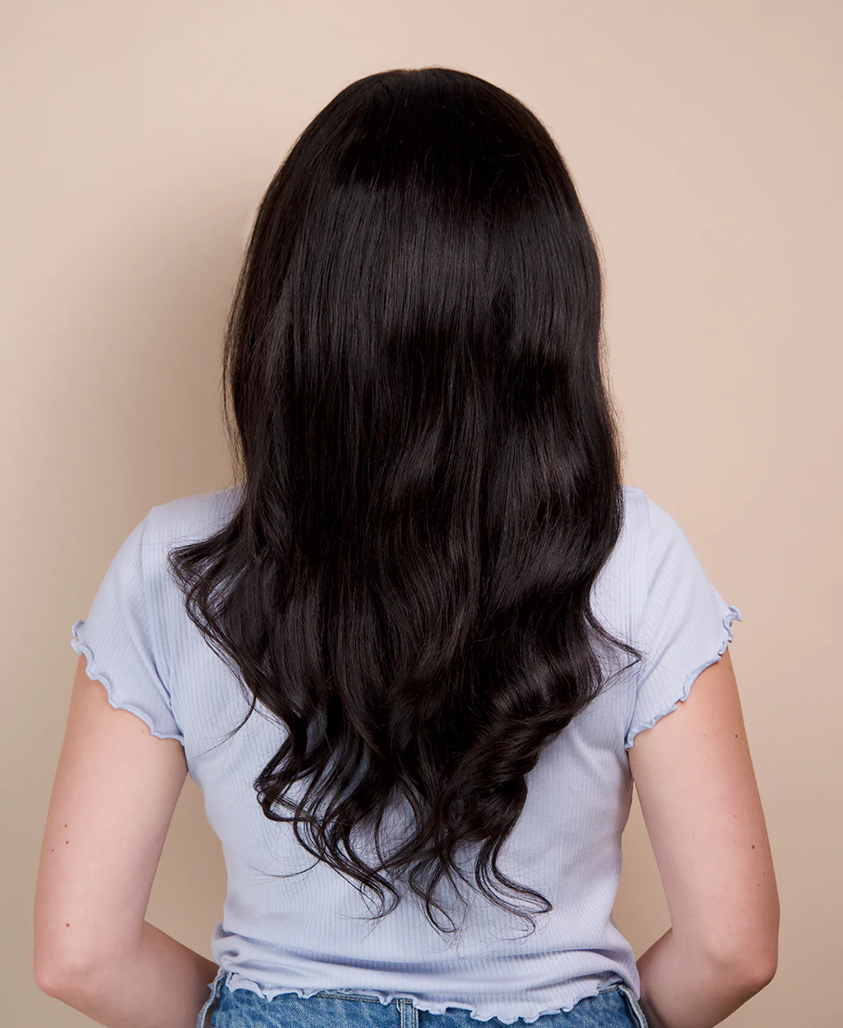 lace front human wig - 20" natural black. - Image 9
