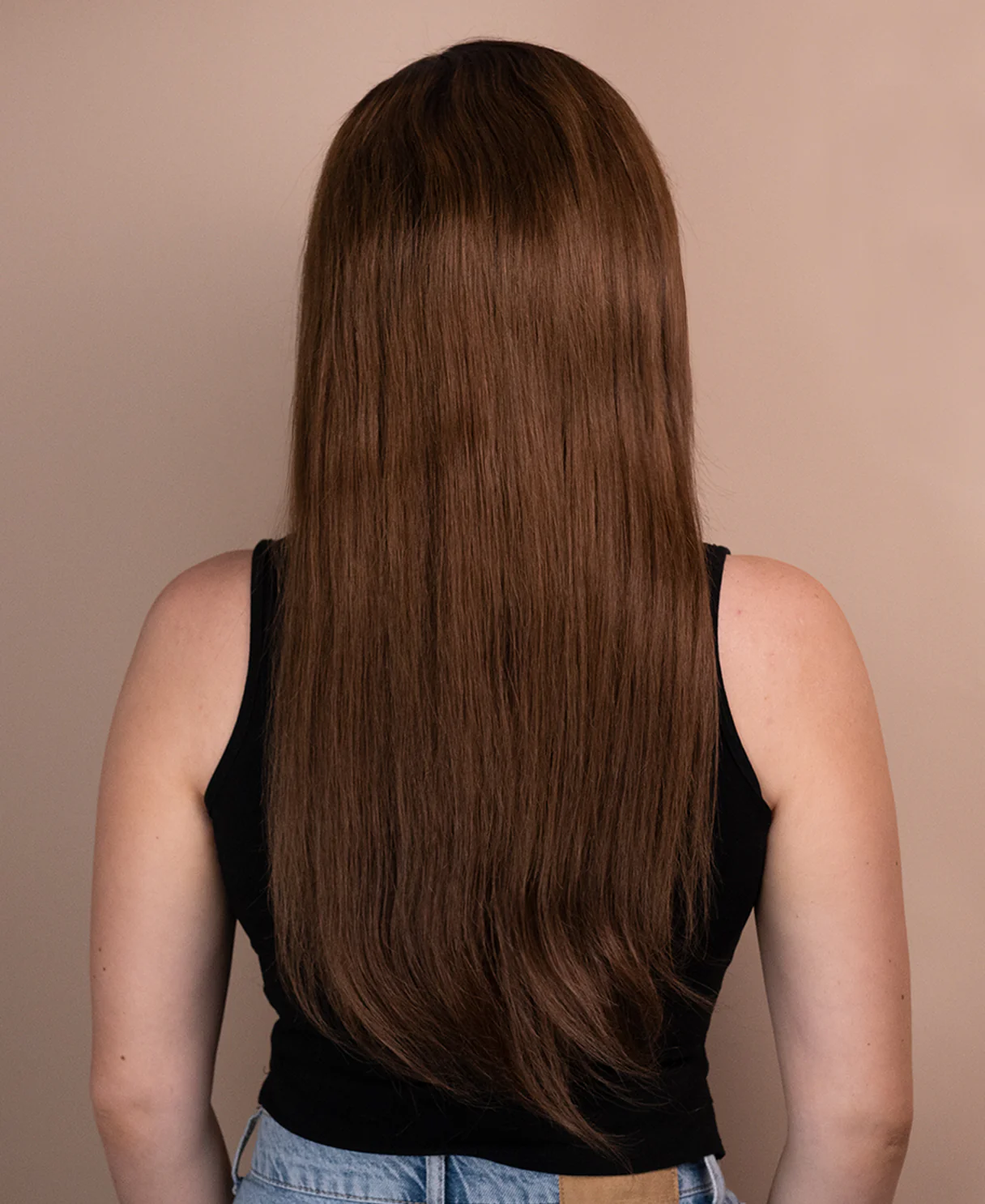 lace front human wig - 20" rooted brown. - Image 2