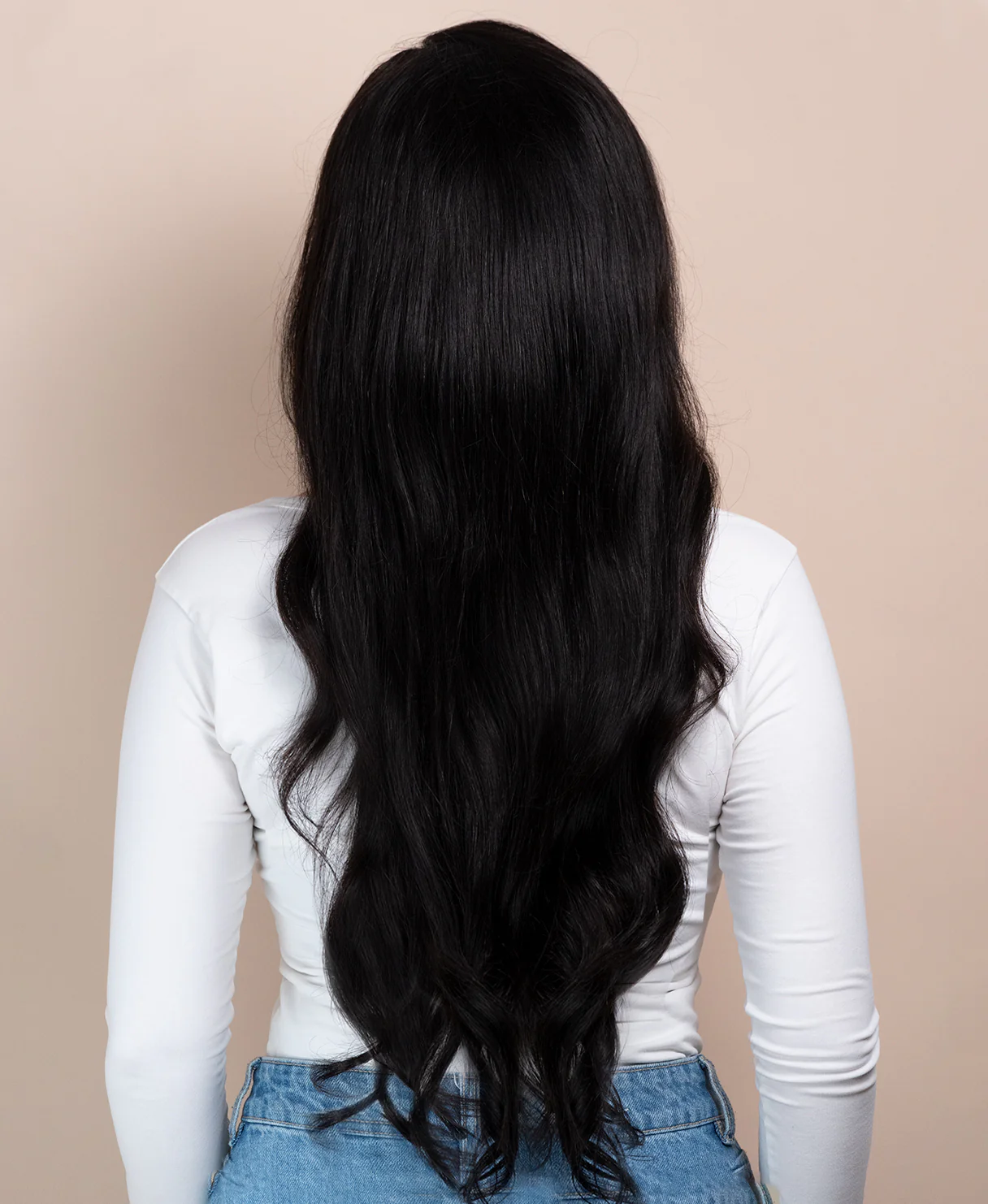 lace front human wig - 26" natural black. - Image 2